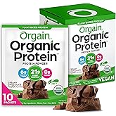 Orgain Organic Vegan Protein Powder, Creamy Chocolate Fudge - 21g Plant Protein, 6g Prebiotic Fiber, Low Carb, No Lactose Ing