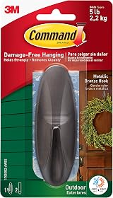 Command Outdoor Large Designer Bronze Hook with Adhesive Strips view 1