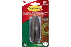 Command Outdoor Hook, Decorate Damage-Free, Water-Resistant Adhesive, Large (17083BZ-AWEF)