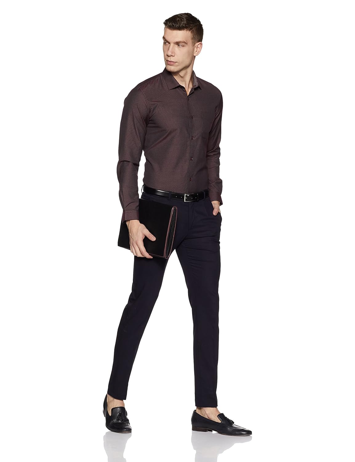 peter england men's plain slim fit formal shirt