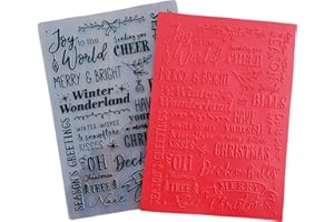 Arbuya Christmas Sentiment Plastic Embossing Folders for Christmas Card Making or Journaling Xmas Embossing Folder for Gift Tag Paper Crafting Home Decoration