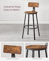 VASAGLE Bar Stools Set of 2 with Backrest 73 cm Tall Industrial Rustic Brown view 7