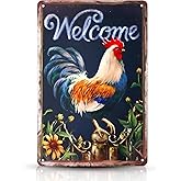 Yuanchu Funny Farm Metal Tin Signs - Vintage Chicken Coop Accessories for Home & Farmhouse Kitchen Wall Decoration - Chicken Lovers Gifts Welcome(Style-A)