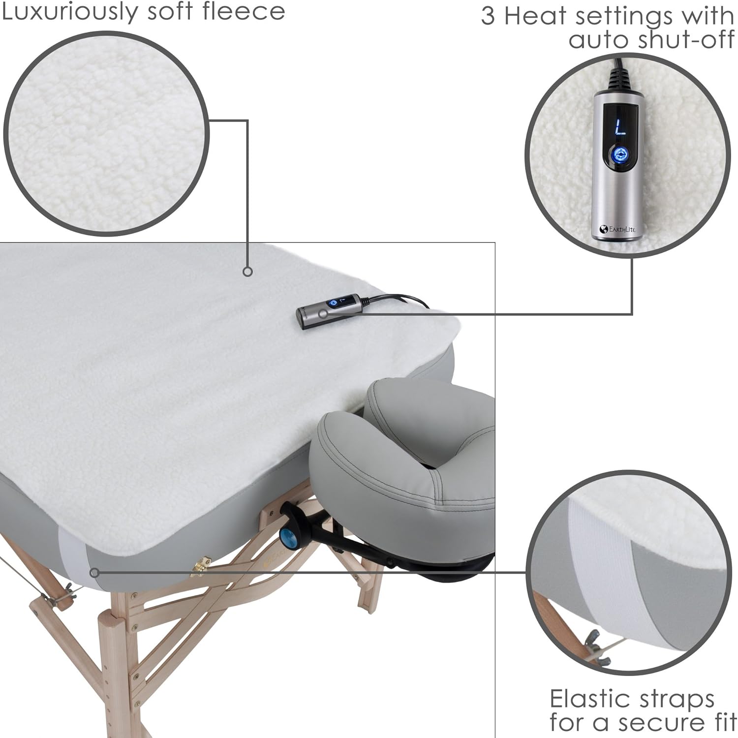 EARTHLITE Massage Table Warmer & Fleece Pad (2 in 1) - 3 Heat Settings, Cozy 0.5" Fleece - Updated Controller (30 x 72): Health & Personal Care