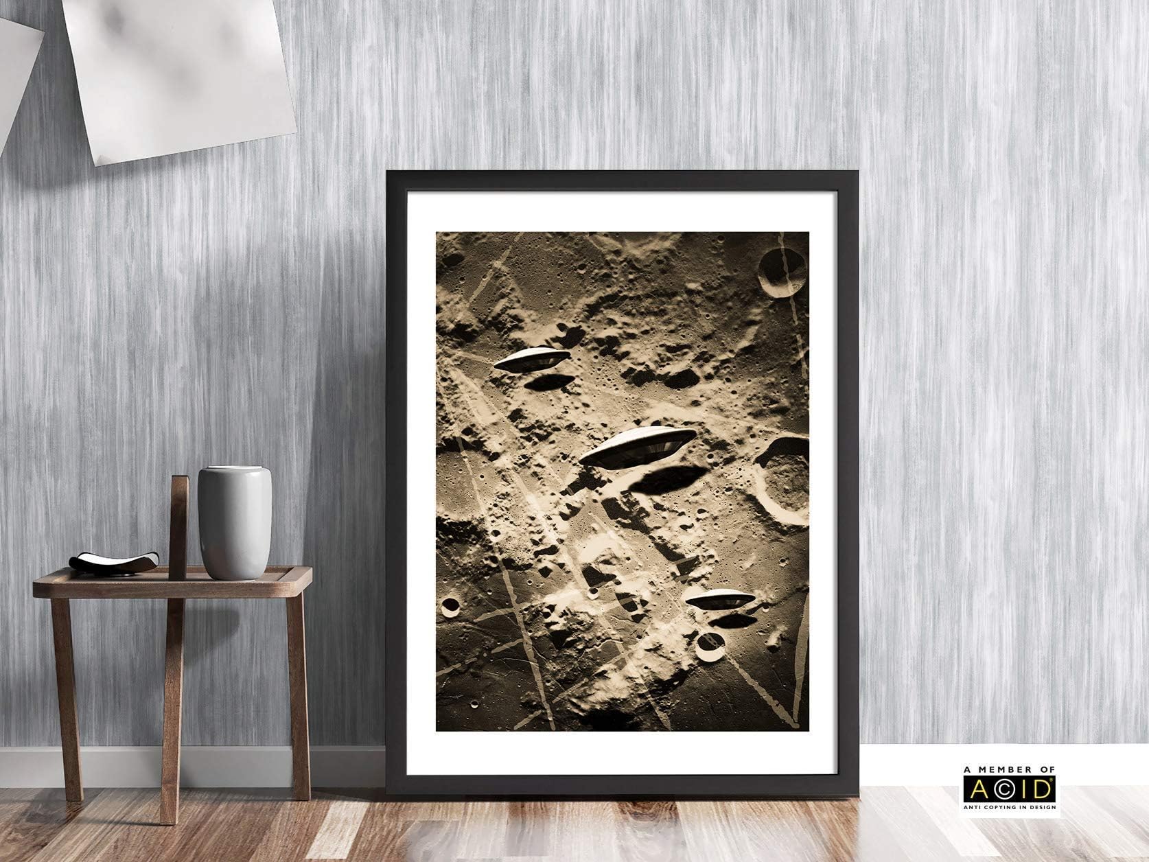 UFO art poster moon base area51, flying, saucer, saucers, space, retro, poster, wall, design, art, print by Carnaby Street Gallery ©®