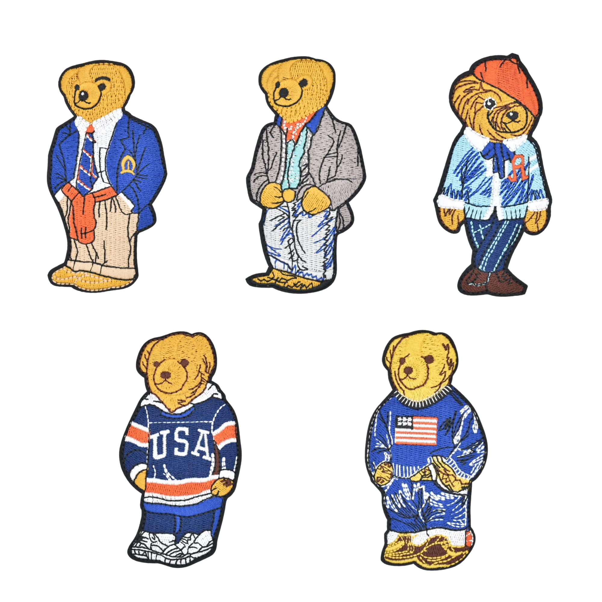Photo 1 of 5PCS Fashion Bears Embroidered Patches for Clothing, Sew on/Iron on Patches for Clothing, T-Shirts, Jackets, Backpacks, Jeans, Hats, Clothes Decorations
