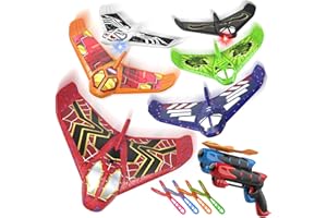 Fuwidvia 6 Pack Airplane Launcher Toys, LED Foam Airplane Toys for kids, Outdoor Plane Flying Toys for Boys Girls toys age 3 4 5 6 7 8 9 10 11 12 year old boy birthday gift ideas