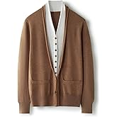 Ciovkis Women's Merino Wool Sweater Fake Two Piece Cardigan 2025 Fall Winter V Neck Color Block Long Sleeve Knitted Tops