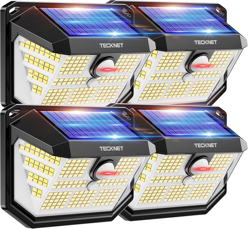 TECKNET Outdoor Solar Light 231 LED 3 Modes Motion Sensor 300° Wide
