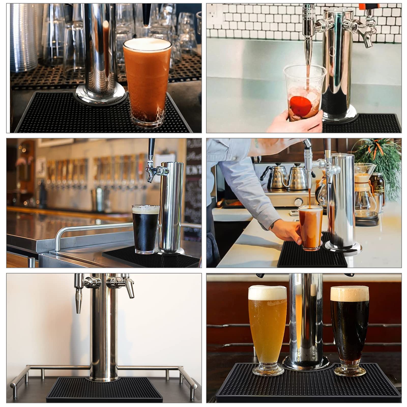 Kegerator Bar Mat PVC Keg Drip Mat Kegerator Tower Beer Drip Tray Non-Slip Rubber Kegerator Drip Tray Kegerator Surface Mount Beverage Bar Drip Tray with 4.5'' Draft Beer Tower Flange Cutout