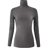 AUHEGN Women's Long Sleeve Lightweight Turtleneck Top Pullover Casual Active Layer Tops Shirts