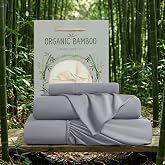 SONORO KATE 100% Organic Viscose Derived from Bamboo_,Queen Sheets,4PC | Cooling Sheets for Hot Sleepers, Breathable Soft &amp; Silky,Hotel Luxury Bedding Sheets,16" Deep Pocket,Grey