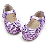 Hehainom Toddler Girls Dress Shoes Little Kids Flower Girl Sparkle Bow Ballet Flats School Wedding Party Shoes