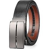 JASGOOD Mens Belt Leather Ratchet Belt For Men Automatic Ratchet Buckle 1 3/8" Slide Belt for Dress Pant