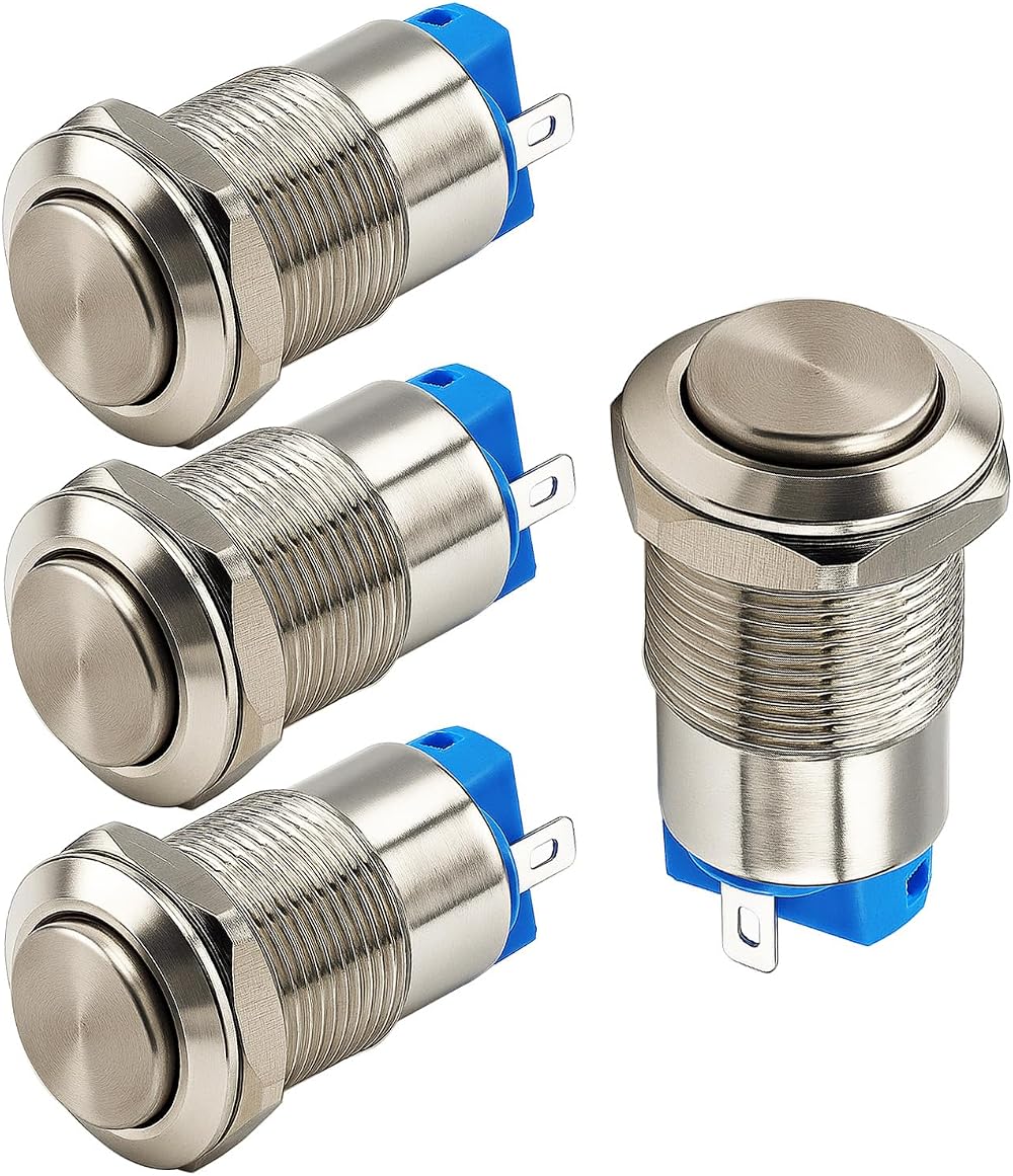 Gebildet 4Pcs Waterproof Latching Push Button Switch 12V 24V 125V 250VAC