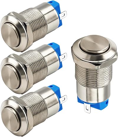 Gebildet 4Pcs Waterproof Latching Push Button Switch 12V 24V 125V 250VAC