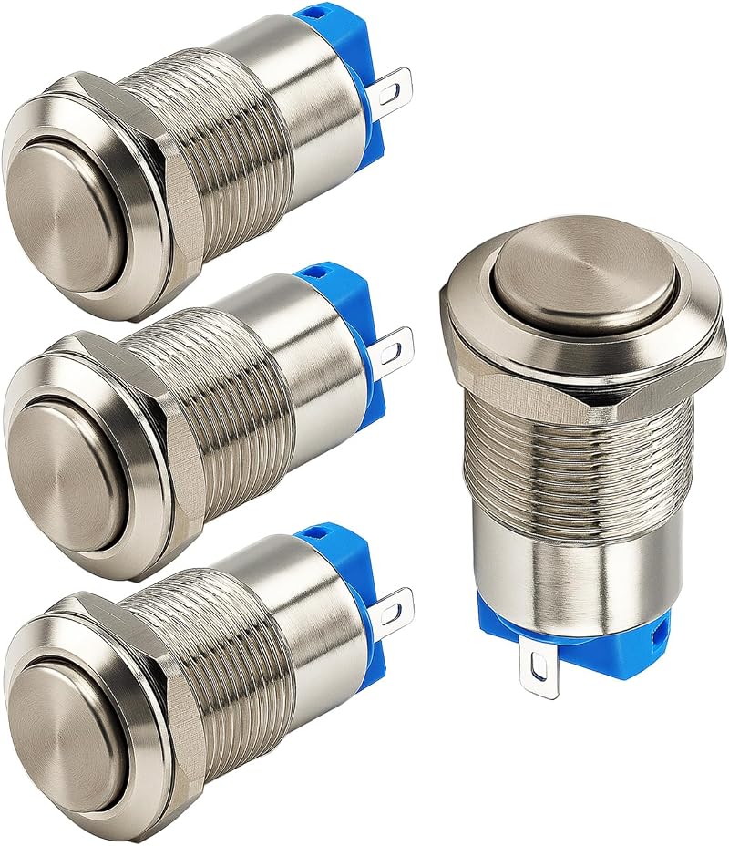 Gebildet 4Pcs Waterproof Latching Push Button Switch 12V 24V 125V 250VAC