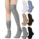 Bencailor 6 Pairs Women Slouch Socks Cotton Scrunch Stacked Knee Boot Socks for Women Men 80s 90s (5-10,Cozy Colors)