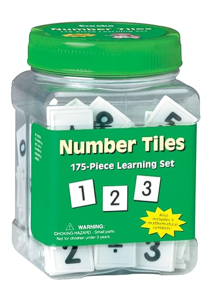 Eureka Tub of Number Tiles, 175 Tiles in 3 3/4 x 5 1/2 x 3 3/4 Tub