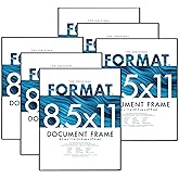 MCS Format 8.5x11 Picture Frame Black, Vertical & Horizontal Wall Hanging or Tabletop Easel for Photos & Art Prints (6-Pack)