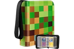 Lotadilo for 1 Pocket Card Binder Mini Size for 80 Cards - Small Trading Card Collection Album Folder Lightweight Portable Green Checkered Design for Men Boys Teens Kids for Sports Cards Game Cards