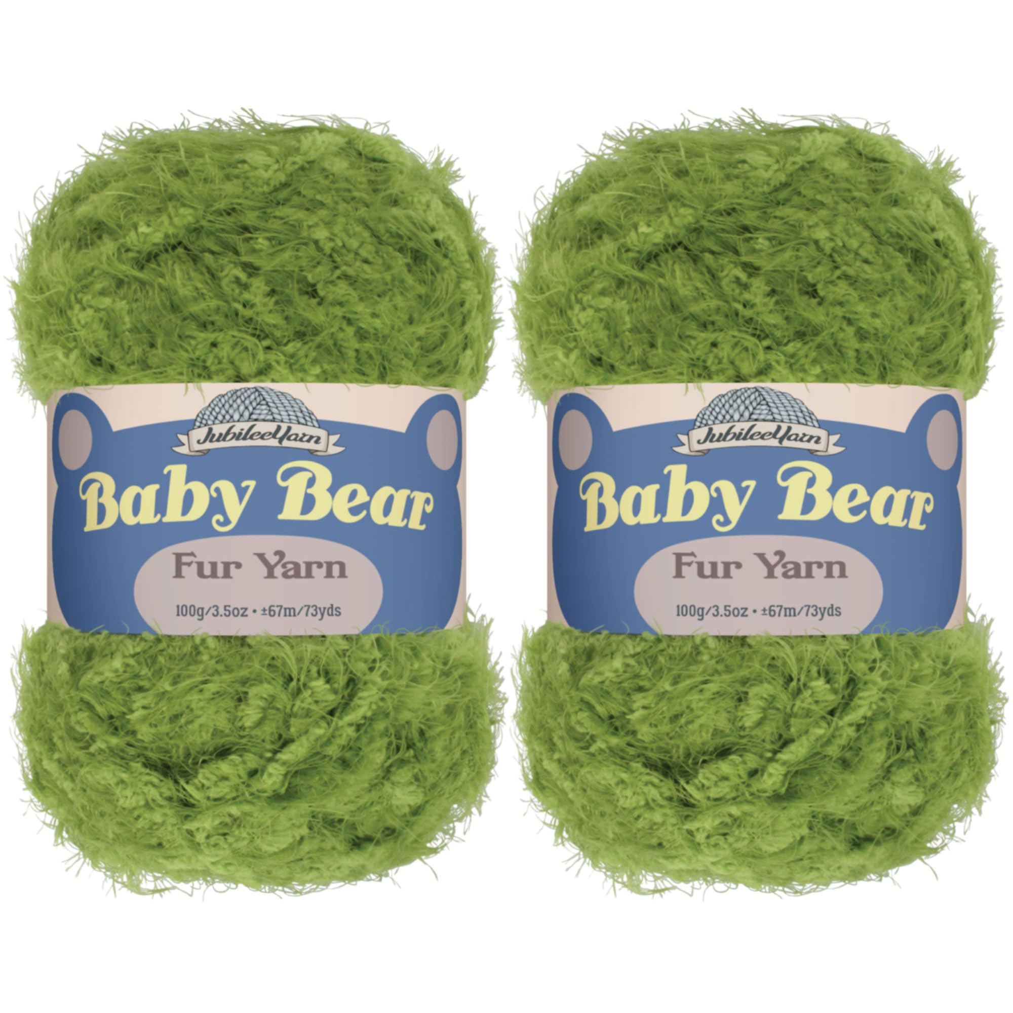 JubileeYarn Baby Bear Yarn - Chunky Weight Polyester Fur - 100g/Skein - Lime Green - 2 Skeins