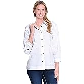 Ali Miles Womens Woven a/O Embroidered Button Front for Women