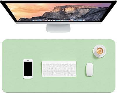 Hsurbtra Desk Pad 75 x 37 cm PU Leather Large Mouse Pad Green