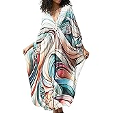 Yanziliu Kaftan Dress for Women,2025 Plus Size Hawaiian Batwing Sleeve Beach Cover Up Summer Swimsuit Dresses