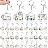 Sureio Valentine Christian Keychain Gift Bulk Religious Cross Bible Verse Acrylic Keychains for Church Member Teacher Student