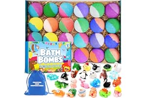 SeasonBliss Bath Bombs for Kids with Surprise Inside, 24 Pack Kids Bath Bombs, Shower Bombs for Bubble Bath Kids, Bath Bombs with Surprise and Bag, Bubble Bath Toys for Girls Boys Ages 3+