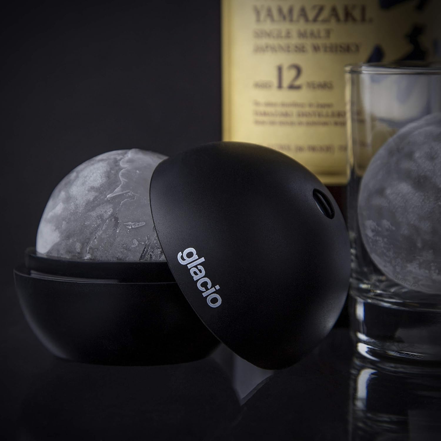 glacio Round Ice Cube Molds - Whiskey Ice Sphere Maker - Makes 2.5 Inch Ice Balls - 4 Pack: Kitchen & Dining