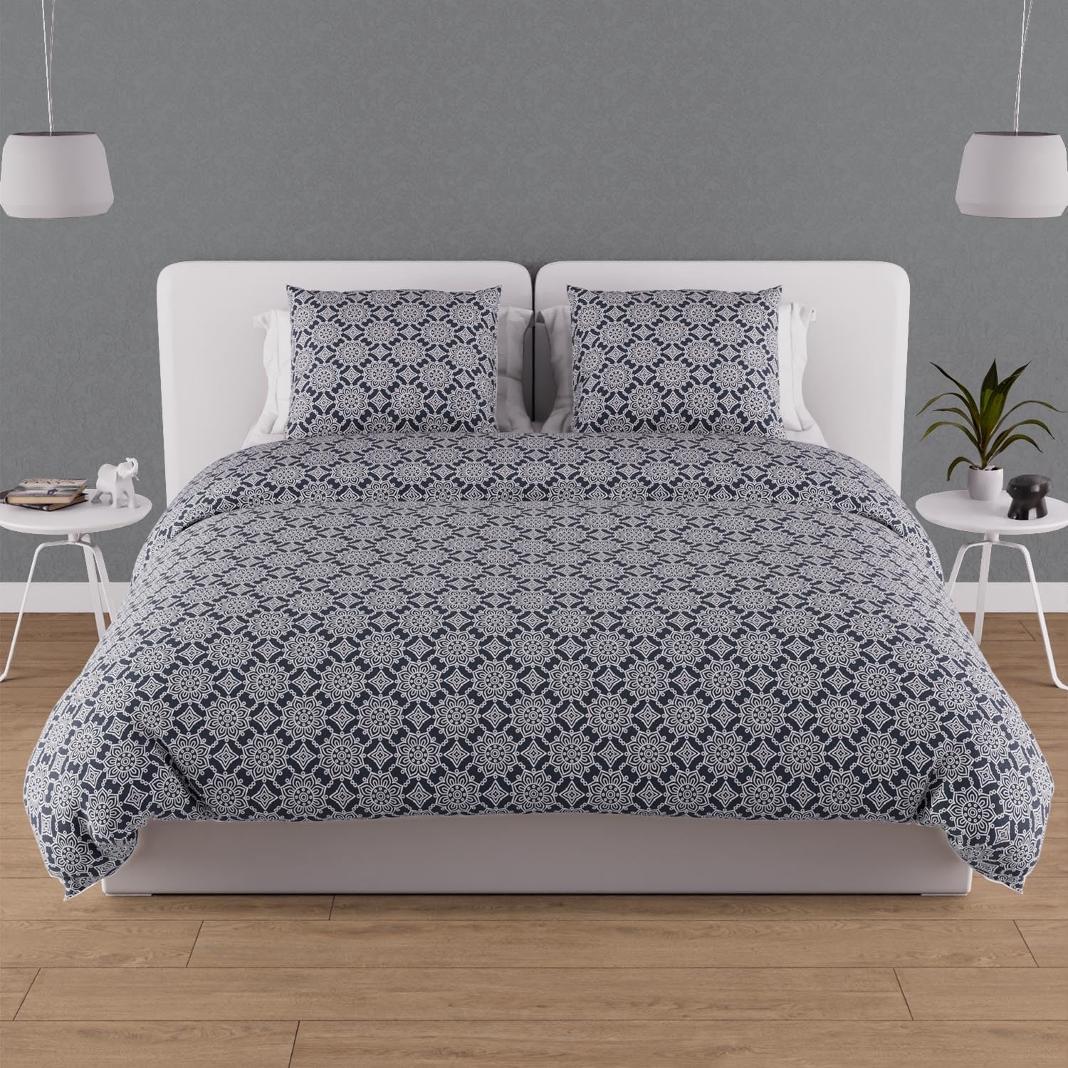 Soleil d'ocre, Comforter Set in Cotton 57 Son 240 x 220 cm Esmeralda Navy