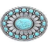 HLYMPONY Western Belt Buckle for Men Vintage Cowboy Rodeo Turquoise Belt Buckles for Women