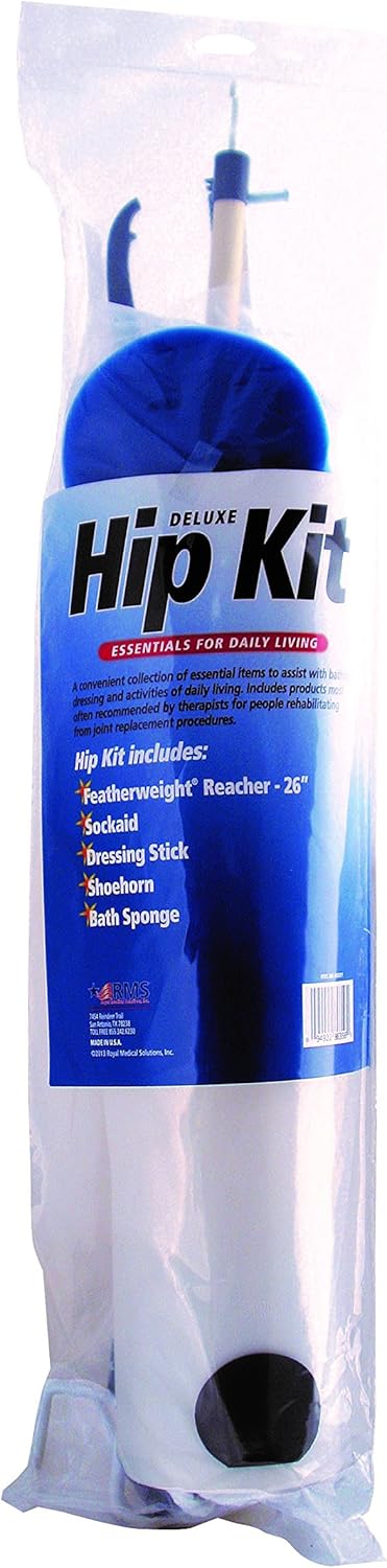 RMS Hip Kit - Premium 5-Piece Hip Knee Replacement Kit - Ideal for Recovering from Hip Replacement, Knee or Back Surgery, Mobility Tool for Moving and Dressing (26 Inch Reacher): Health & Personal Care