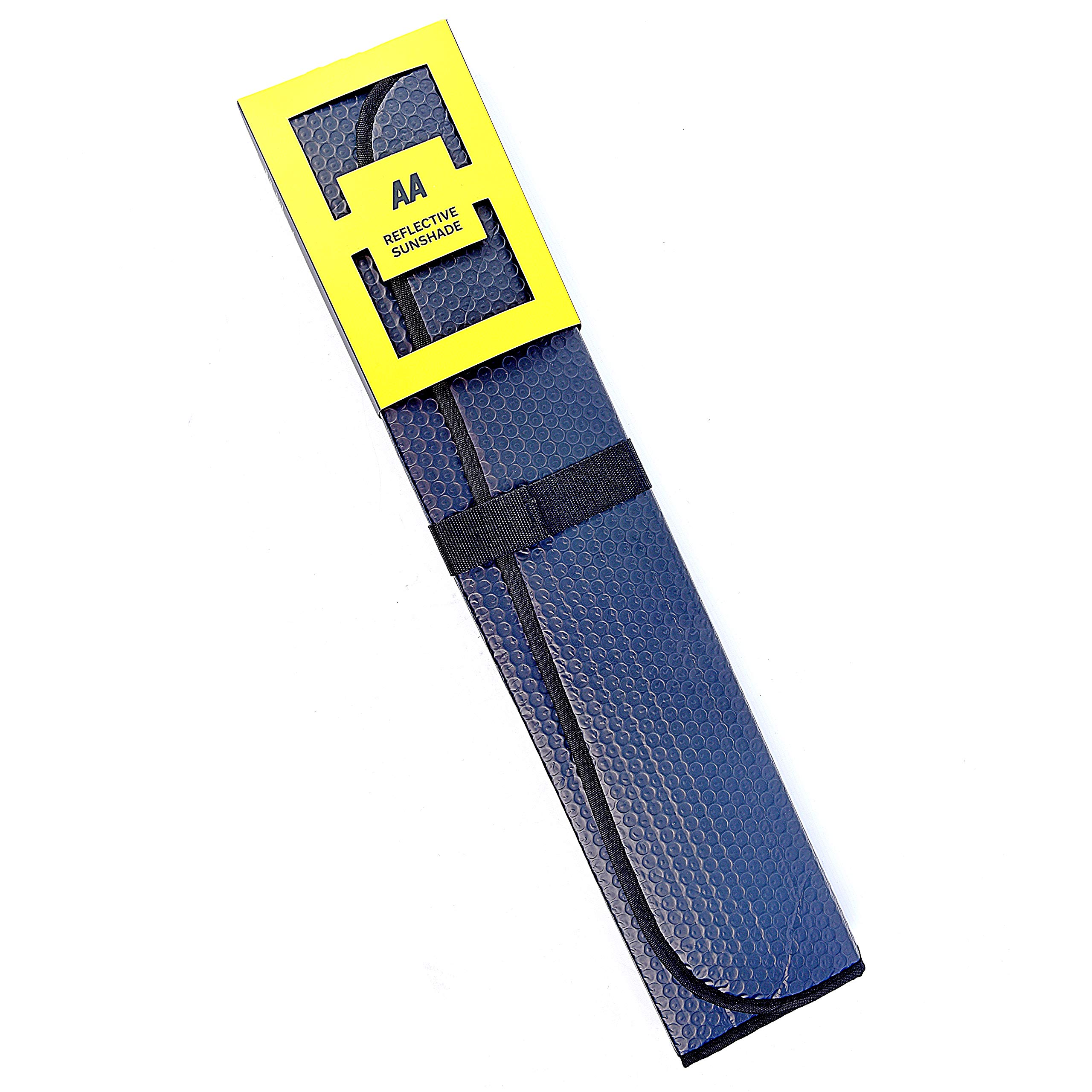 AA AA1456 Reflective Windscreen Sunshade For Cars Vehicles - Protects You Your Children And Pets From High Temperatures UV Rays – Universal Fit Easy Use 145cm x 72cm Lightweight Folds Wipes Clean