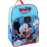 U.P.D., INC Kid's Mickey Mouse 16 Inch Backpack, Blue | Mickey Mouse backpack, 12 x 5 x 16 in. with side mesh pockets, a top handle and adjustable straps.