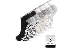 SkiBeaut Pilates Grips Men Women Socks,3 Pairs Unisex Yoga Non Slip Grips Cushion Sticky Barre Hospital Socks for Man Woman