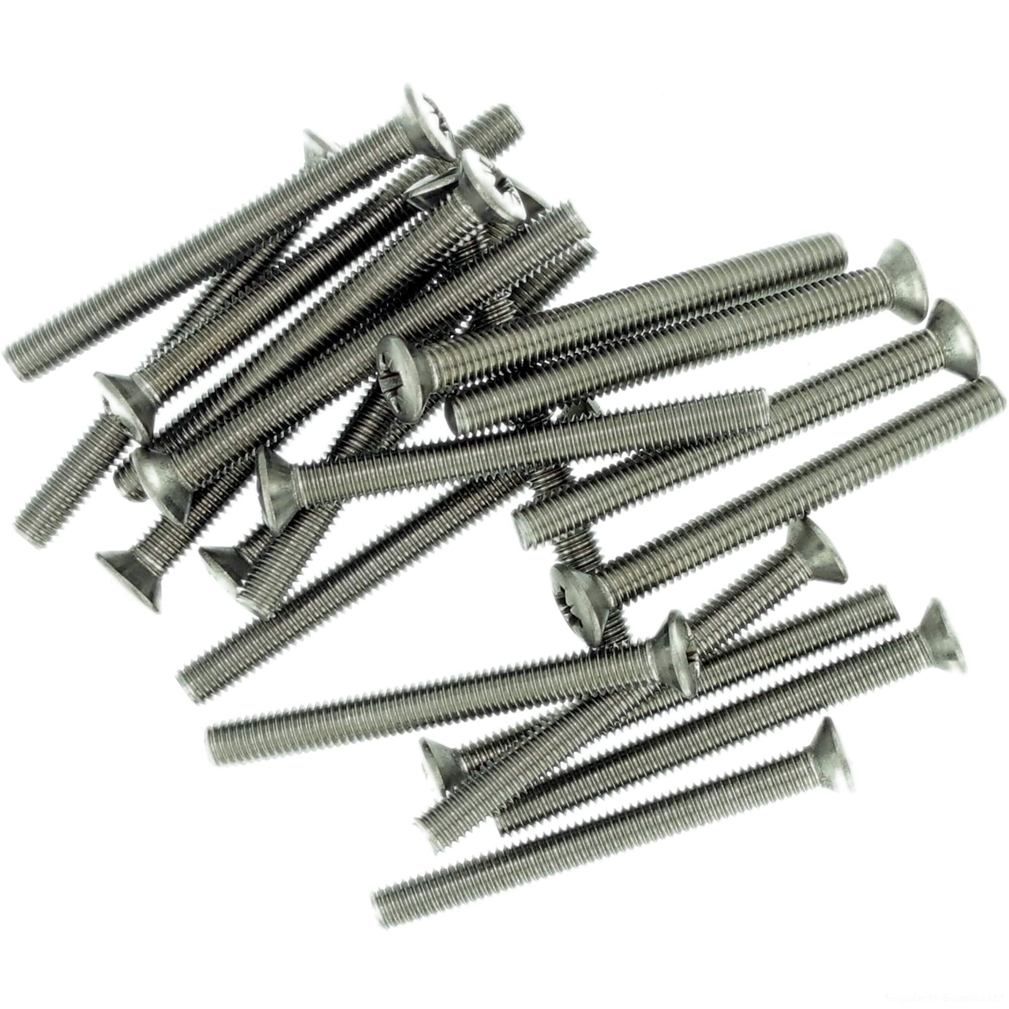 M4 (4mm x 40mm) Pozi Raised Countersunk Machine Screw (Bolt) - Stainless Steel (A2) (Pack of 20)