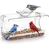 WENMIXER Window Bird Feeder with Non-Marking Self-Adhesive Hooks | Stronger Than Suction Cups, Food &amp; Water Feeder, Clear Close-up Birdwatching, Weatherproof, Easy-fill, Gift For Bird Lovers