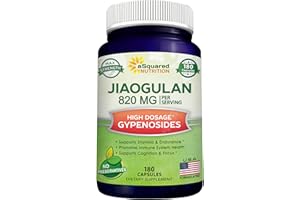 aSquared Nutrition Jiaogulan Supplement-180 Capsules with Black Pepper Extract - Gynostemma Pentaphyllum AMPK Activator, Caffeine-Free Adaptogen Pills, Southern Ginseng Root Powder, Max Strength 820mg