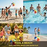 SHATCHI 12 Pcs 20 Inch Inflatable Rainbow Beach Ball Multicolour Pool Toy view 7