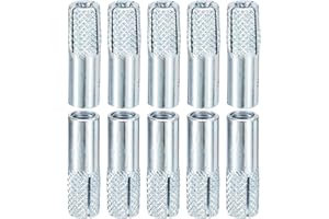 DTGN M6 x 25mm Drop-in Anchors - 10 Pack - Good for Dry Walls Hollow Bricks Plaster - Carbon Steel Sleeve Anchors Tool Expans