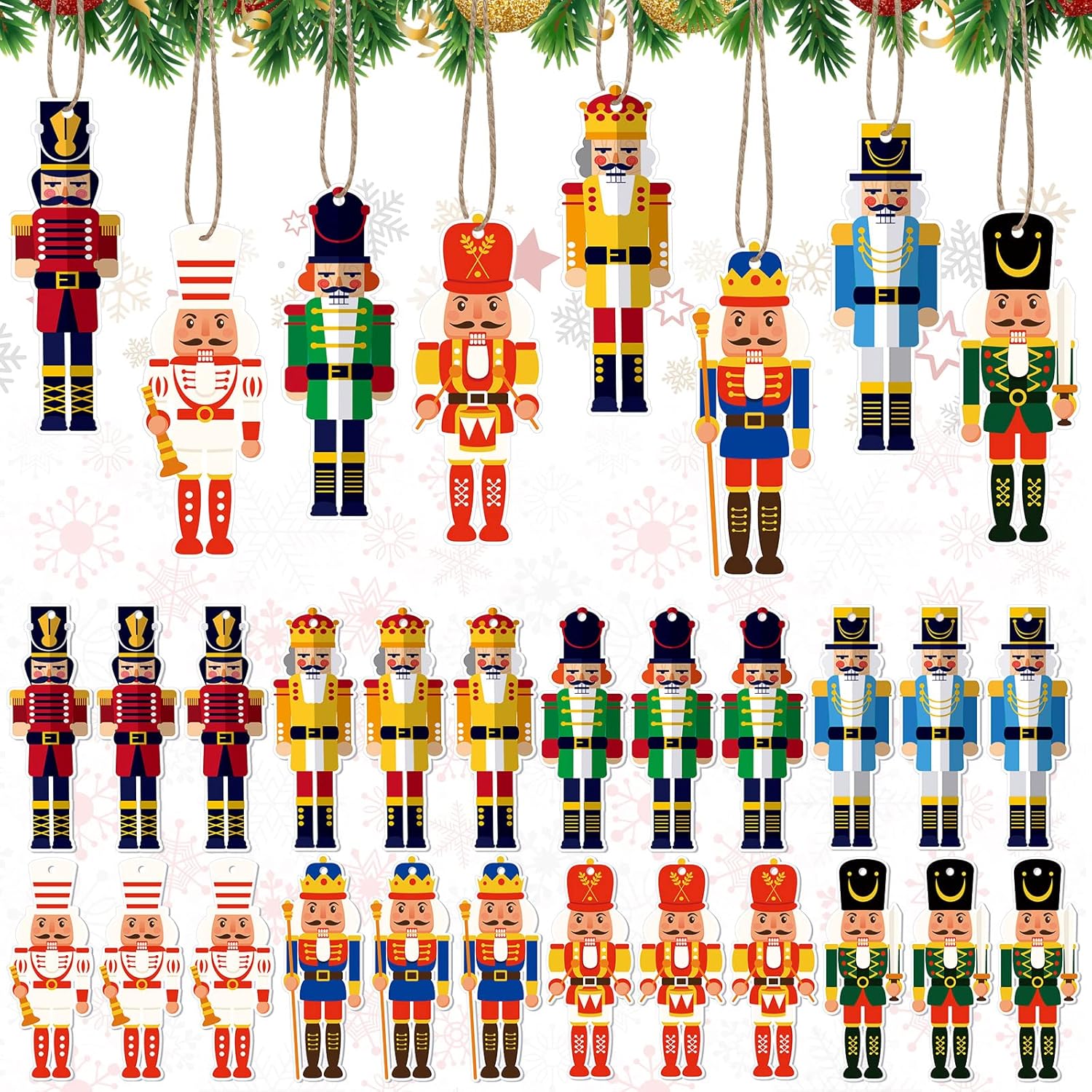 Nutcrackers - Christmas Nutcracker Ornaments Wood Hanging Nutcrackers Miniature Nutcracker Figures Traditional Holiday Nutcrackers Christmas Sweater Ornament for Xmas Christmas Tree Shelf Decoration (36 Pieces)