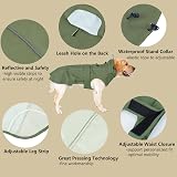 MAMORE Adjustable Waterproof Dog Raincoat Reflective Stripe Green Medium view 4