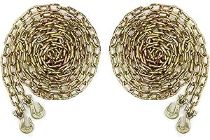 Towmavin G70 Transport Binder Chain 1/4'' x 20 Foot with Clevis Grab Hooks 12,600 lbs Break Strength for Load Tie-Down Fixed Cargo Flatbed Truck Trailer Chain-2Pack