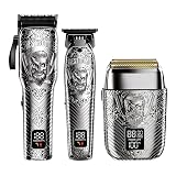 BESTBOMG Professional Cordless Mens Hair Clippers & Beard Trimmer and Electric Shavers Kits & Sets,Metal Hair Clippers Cutting Grooming Kit with Long Battery Life for Family Barber Use (Gray)