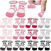 Toulite 12 Pairs Preemie Socks Baby Girls Boys Cotton Premature Ruffle Turn Cuff Sock for Hospital NICU Newborn