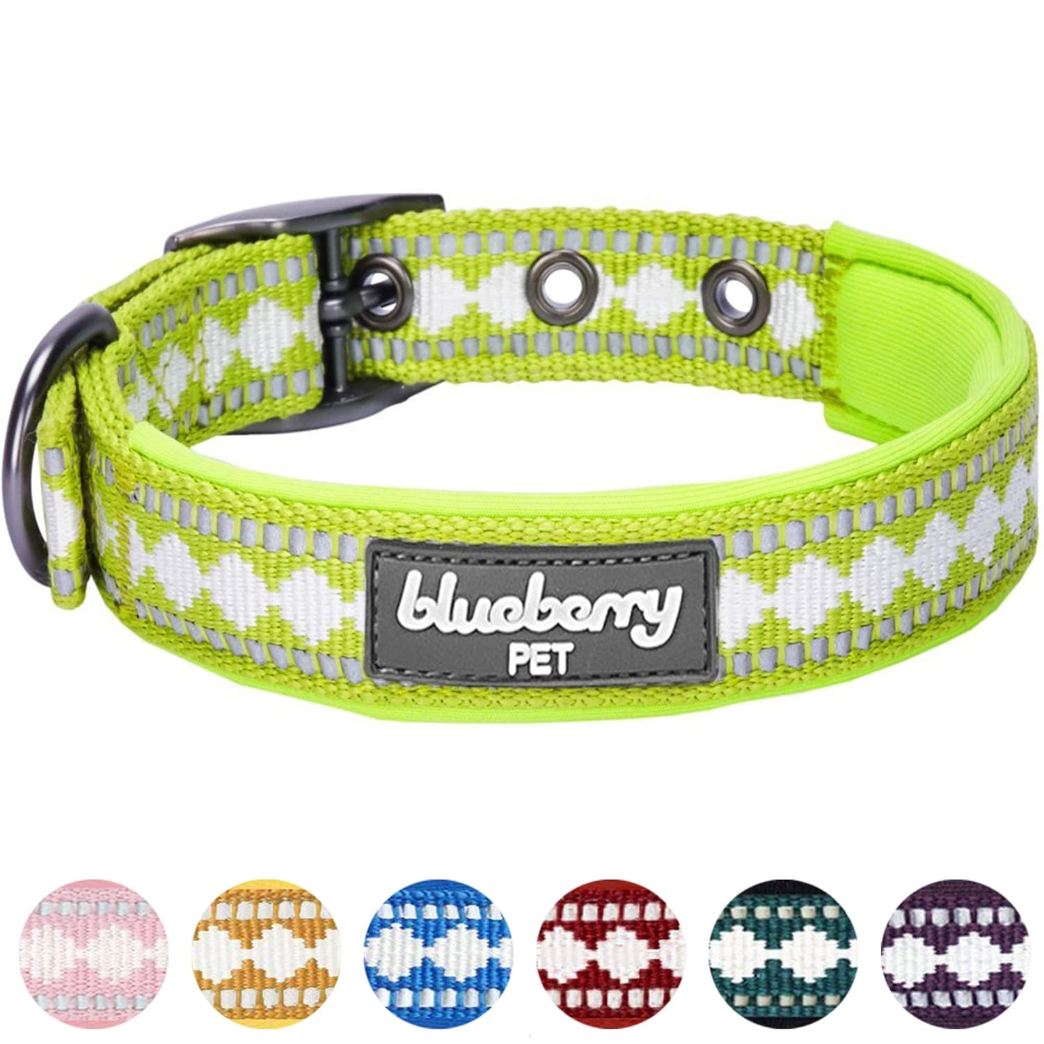 Blueberry Pet Soft & Comfy 3M Reflective Jacquard Padded Dog Collar in