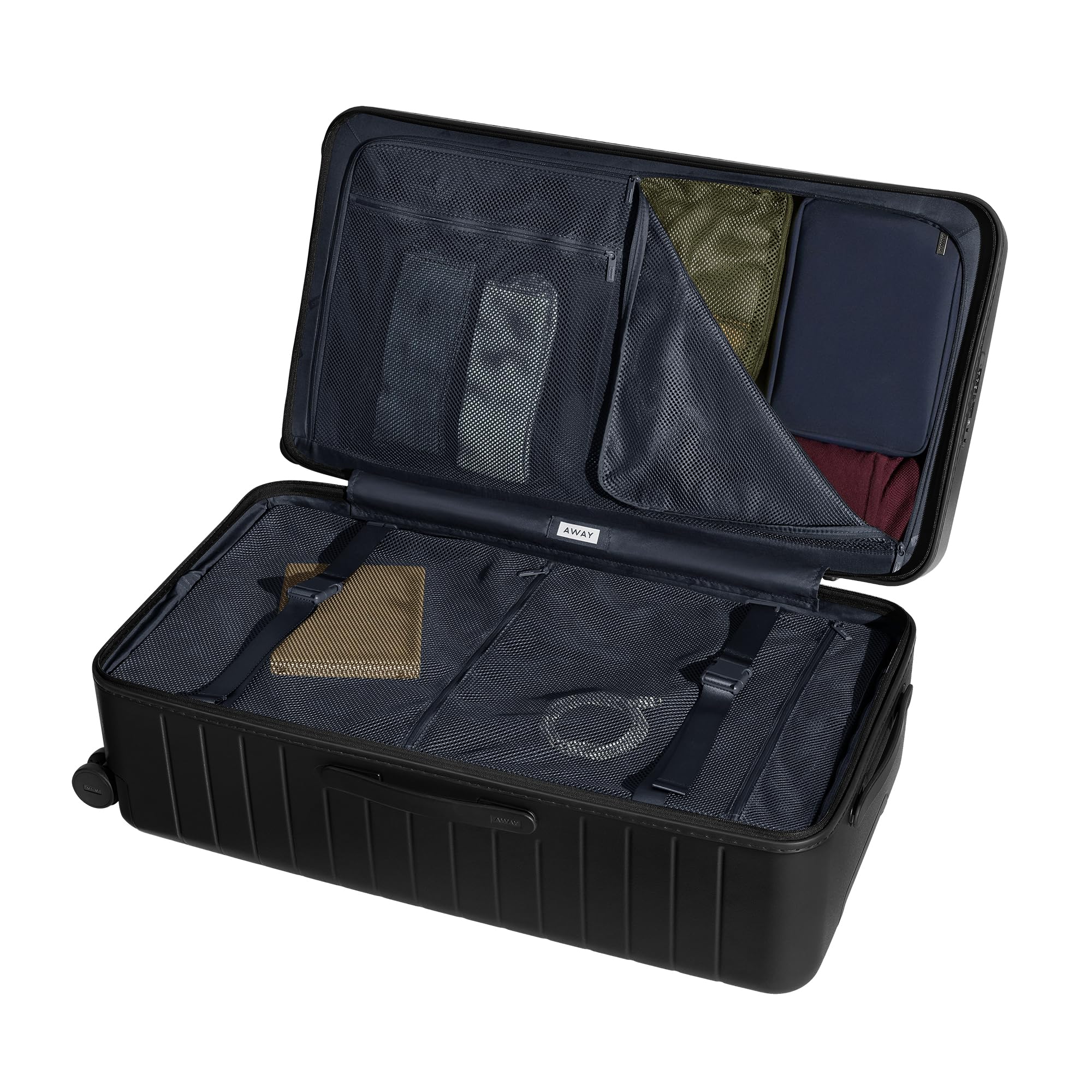 Away Large Trunk Luggage, 31 Inch Hardside Suitcase with Spinner Wheels, Lightweight & Durable, TSA Lock, Ideal for Long Trips, Jet Black